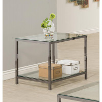 Coaster Furniture 720227 Ontario End Table with Glass Shelf Black Nickel